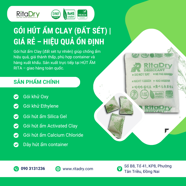 Gói Hút Ẩm Clay (Đất Sét) | Giá Rẻ – Hiệu Quả Ổn Định